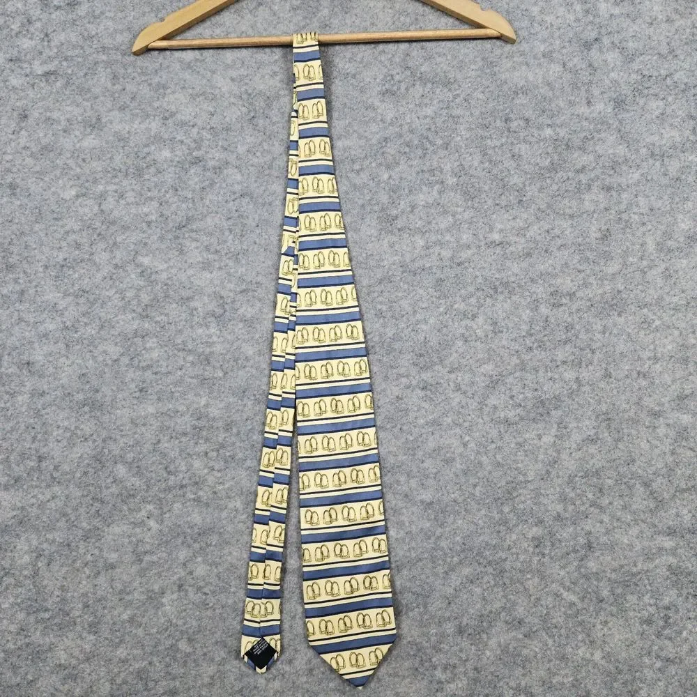 Paolo Gucci Silk Neck Tie Equestrian Stirrups Horse Theme 58x4 Inches TINY SPOTS